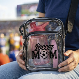 Custom Soccer Mom Hearts Football Graphic Game Day Clear Crossbody Bag