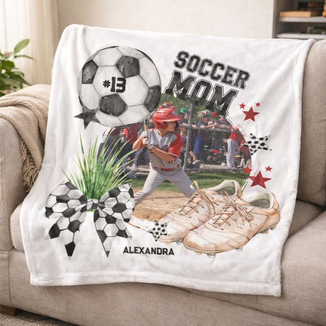 Custom Soccer Mom Photo Collage Fleece Blanket (Creator Uploaded)