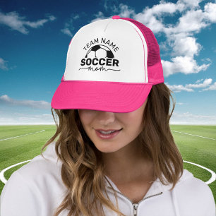Custom Soccer Mom Team Name Hot Pink Trucker Hat