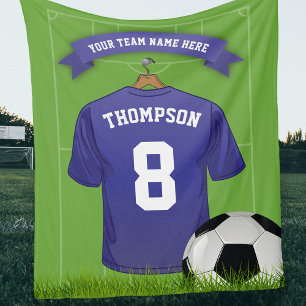 Custom Soccer Name Number Team Fleece Blanket