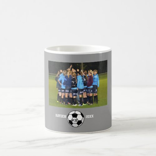 Custom Soccer Photo Collage Name Team Number Coffee Mug