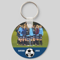 Custom Soccer Photo Collage Name Team Number Keychain