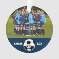 Custom Soccer Photo Collage Name Team Number Ornament