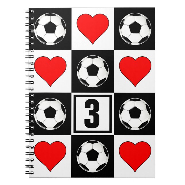 Custom Soccer Player Jersey Number Checker Sports Notebook (Front)