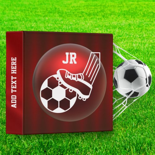 Custom Soccer Player Monogram Boys Back-to-School 3 Ring Binder