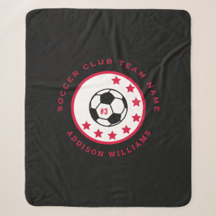 Custom Soccer Senior Night Gift Team Number Black Sherpa Blanket