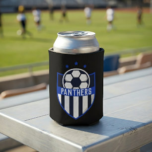 Custom Soccer Shield with Team Name or Text Can Cooler