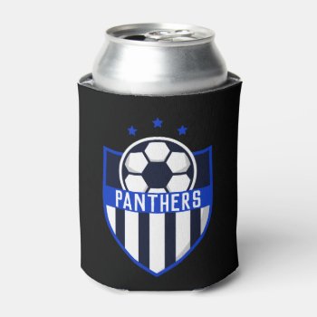 Custom Soccer Shield With Team Name Or Text Can Cooler by SoccerMomsDepot at Zazzle