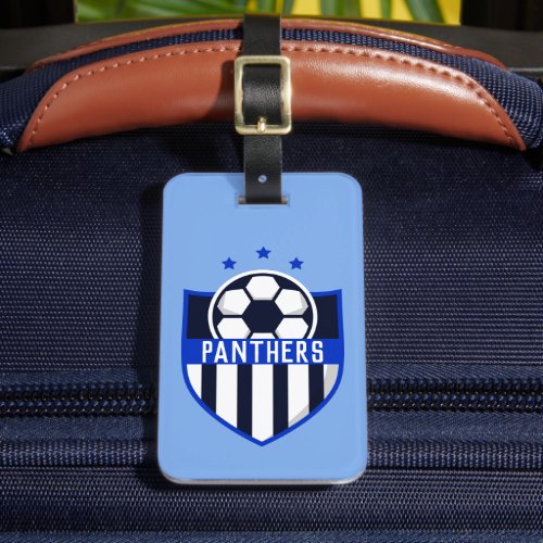 Custom Soccer Shield with Team Name or Text Luggage Tag
