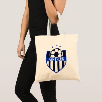 Custom Soccer Shield With Team Name Or Text Tote Bag by SoccerMomsDepot at Zazzle
