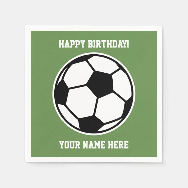 Custom soccer sports theme kid's Birthday party Napkins (Front)