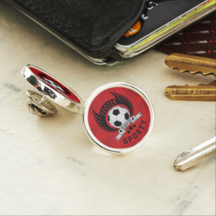 Custom Soccer Sportsman Emblem With Ball And Wings Lapel Pin