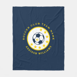 Custom Soccer Team Jersey Number Personalized Navy Fleece Blanket