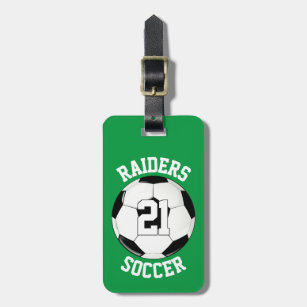 Custom Soccer Team Name, Player Number and Color Luggage Tag