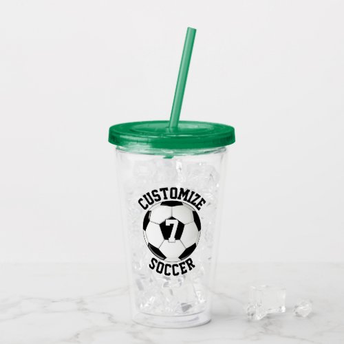 Custom Soccer Team Name  Player Number Sports Acrylic Tumbler