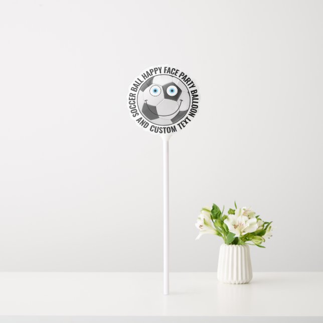 Custom Soccer Theme Party BLUE EYES Happy Face 6" Balloon (In Situ)