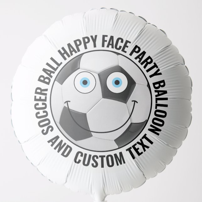 Custom Soccer Theme Party BLUE EYES Happy Face Balloon (Front)