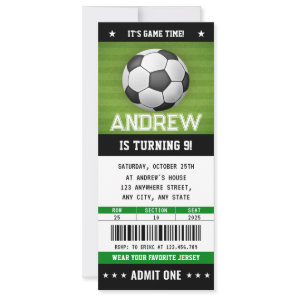 Custom Soccer Ticket Birthday Invitation