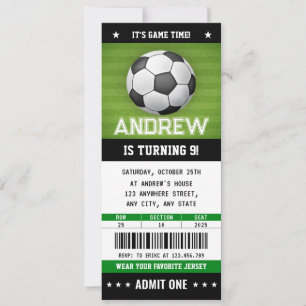 Custom Soccer Ticket Birthday Invitation