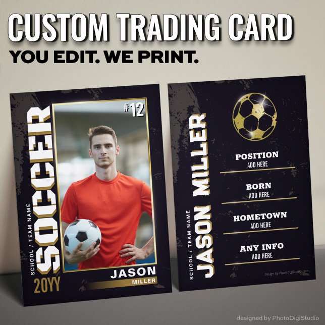 Custom Soccer Trading Card, Blue Red Soccer Calling Card (Custom Soccer Trading Card, Blue Red Soccer Trading Card)
