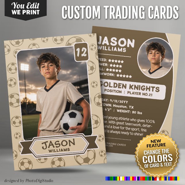 Custom Soccer Trading Card, Editable Colors Card (Custom Soccer Trading Card, Editable Colors Player Card)