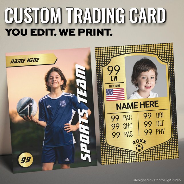 Custom Soccer Trading Card, Gold Shield Player Calling Card (Custom Soccer Trading Card, Gold Shield Player Card)