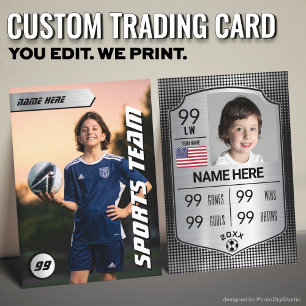 Custom Soccer Trading Card, Silver Shield Player Calling Card