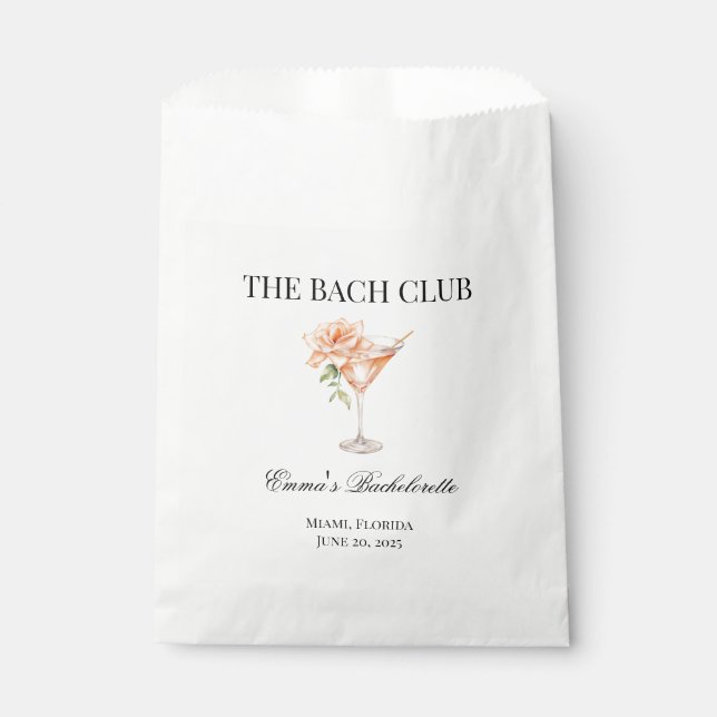 Custom Social Club Blush Cocktail Bridesmaid  Favor Bag (Front)