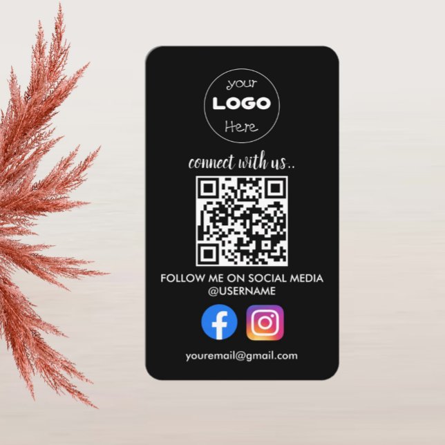Custom Social Media QR Code Black Professional Business Card (Creator Uploaded)
