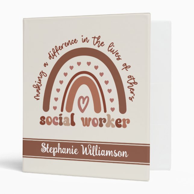 Custom Social Worker Appreciation Graduation Gift 3 Ring Binder (Front/Inside)