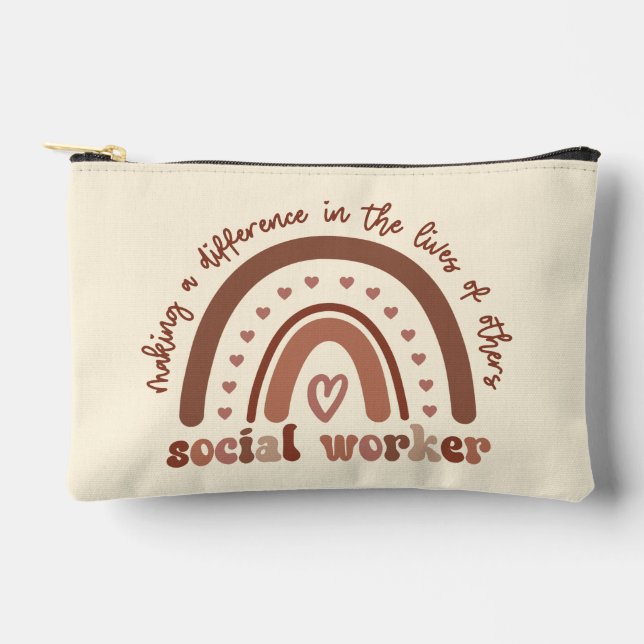 Custom Social Worker Appreciation Graduation Gift Accessory Pouch (Front)