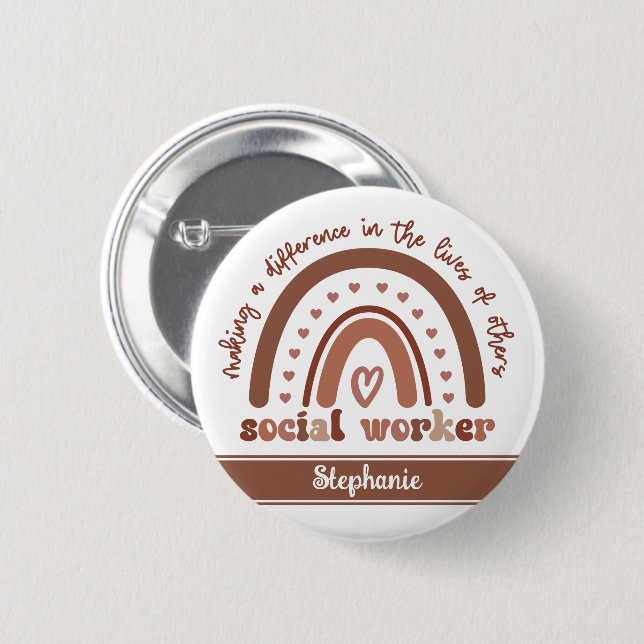 Custom Social Worker Appreciation Graduation Gift Button (Front & Back)