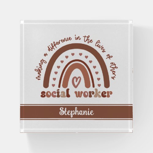 Custom Social Worker Appreciation Graduation Gift Paperweight