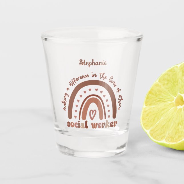Custom Social Worker Appreciation Graduation Gift Shot Glass (Front)