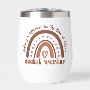 Custom Social Worker Appreciation Graduation Gift Thermal Wine Tumbler