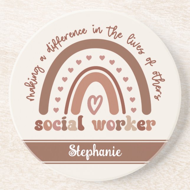 Custom Social Worker Appreciation Graduation Gifts Coaster (Front)