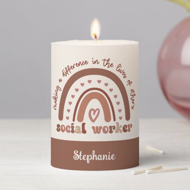 Custom Social Worker Appreciation Graduation Gifts Pillar Candle (In Situ)