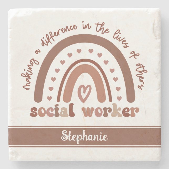 Custom Social Worker Appreciation Graduation Gifts Stone Coaster (Front)