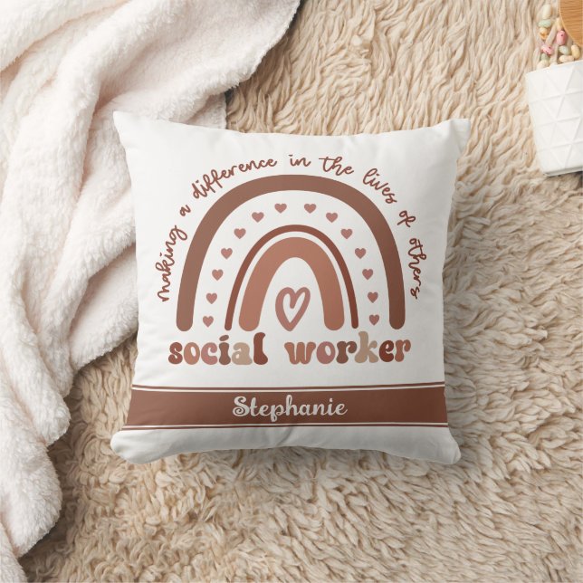 Custom Social Worker Appreciation Graduation Gifts Throw Pillow (Blanket)