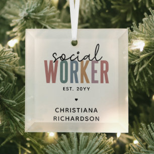 Custom Social Worker Graduation Appreciation gifts Glass Ornament