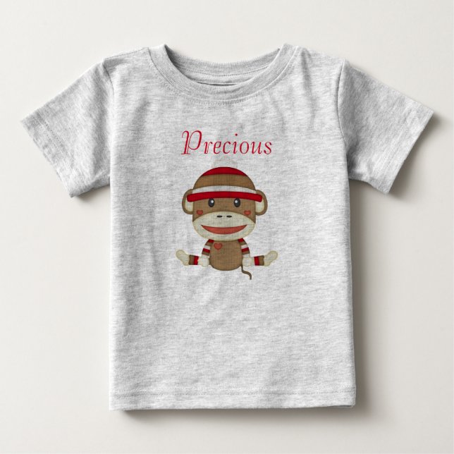 Custom Sock Monkey Baby Shower Gift Clothing Baby T-Shirt (Front)