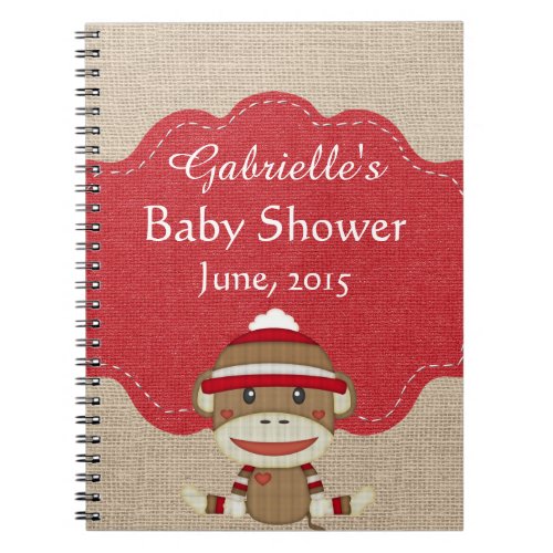 Custom Sock Monkey Baby Shower Gift Notebook