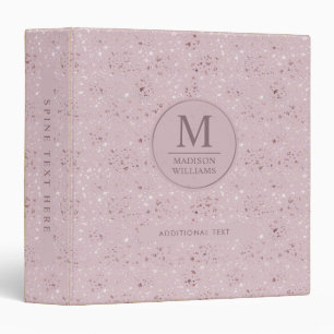 Custom Soft Blush Pastel Pink Gold Glitter Pattern 3 Ring Binder