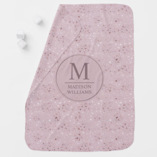 Custom Soft Blush Pastel Pink Gold Glitter Pattern Baby Blanket