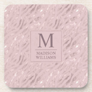 Custom Soft Blush Pastel Pink Gold Glitter Pattern Beverage Coaster