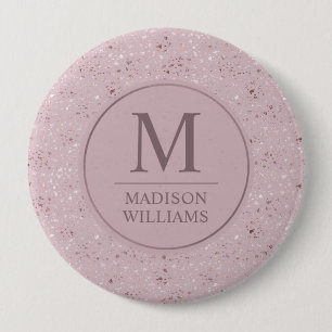 Custom Soft Blush Pastel Pink Gold Glitter Pattern Button