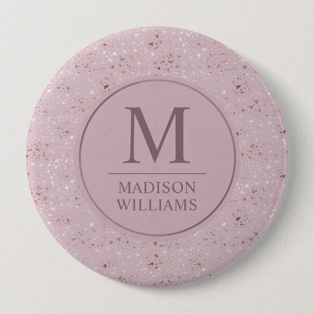 Custom Soft Blush Pastel Pink Gold Glitter Pattern Button (Front)