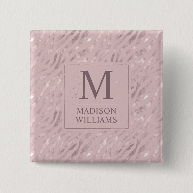 Custom Soft Blush Pastel Pink Gold Glitter Pattern Button (Front)