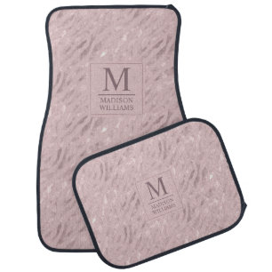 Custom Soft Blush Pastel Pink Gold Glitter Pattern Car Floor Mat