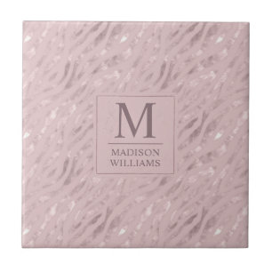 Custom Soft Blush Pastel Pink Gold Glitter Pattern Ceramic Tile